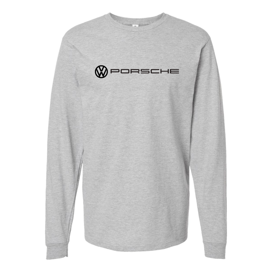 Men's VW Porsche Logo Cotton Long Sleeve T-Shirt