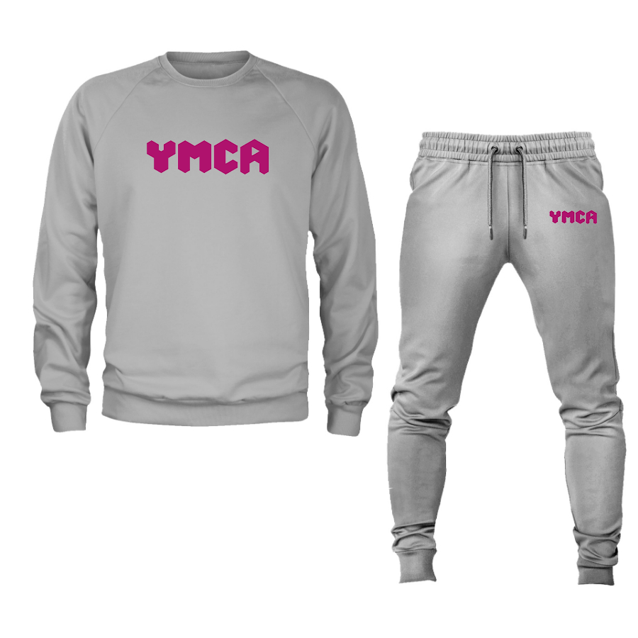 Men's YMCA Mauve Crewneck Sweatshirt Joggers Suit