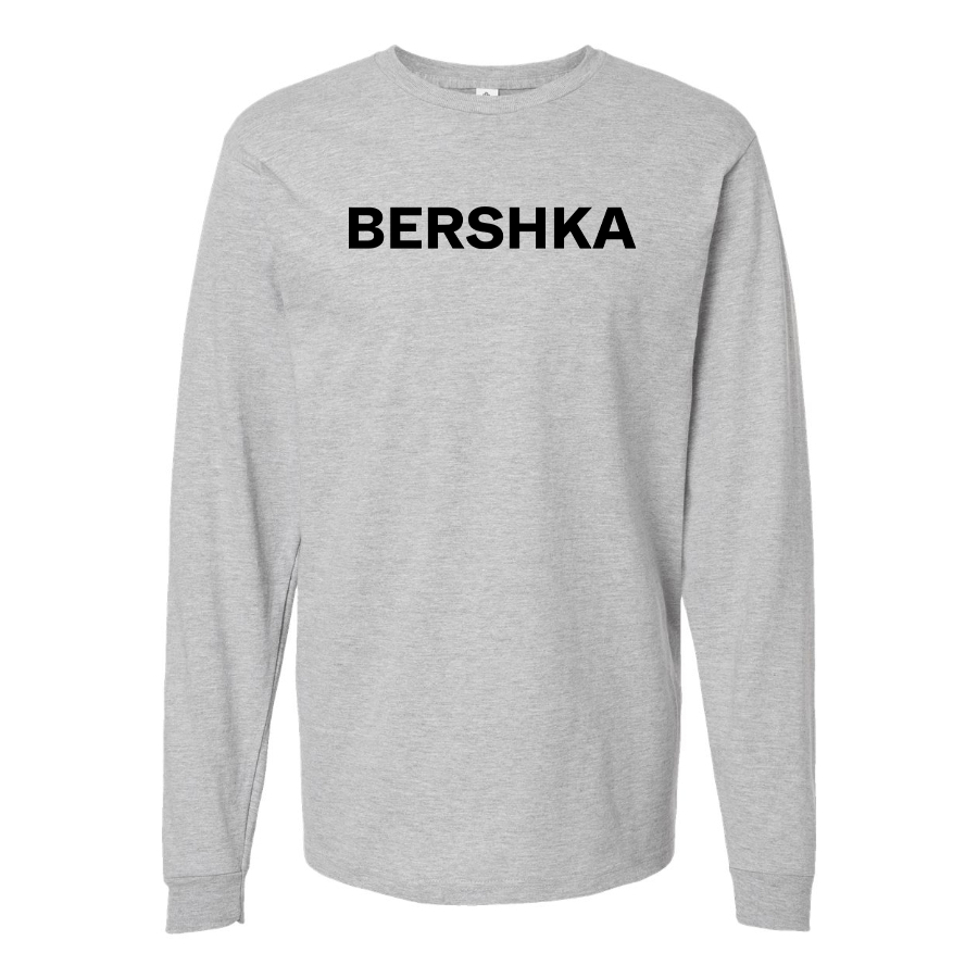 Men's Bershka Logo Cotton Long Sleeve T-Shirt