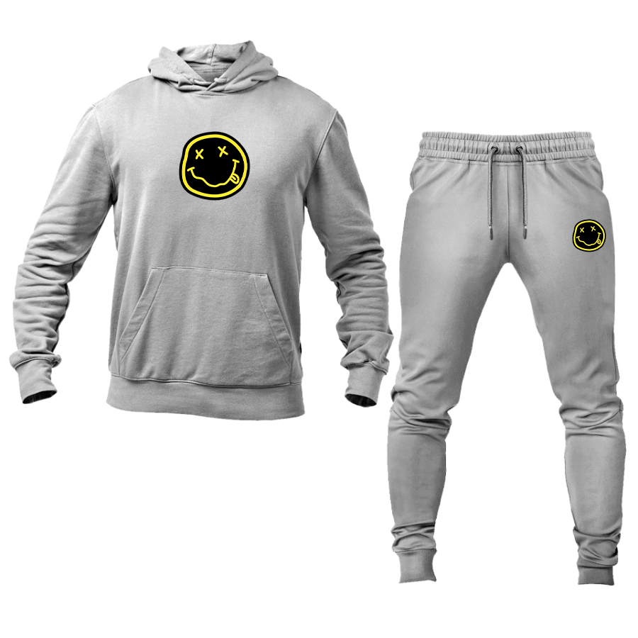 Men's Nirvana Yellow and Black Face Hoodie Joggers Set