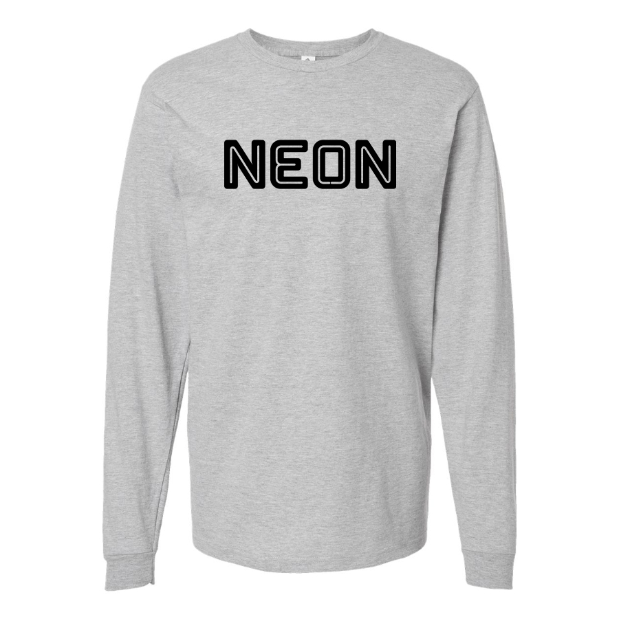 Men's Neon Logo Cotton Long Sleeve T-Shirt