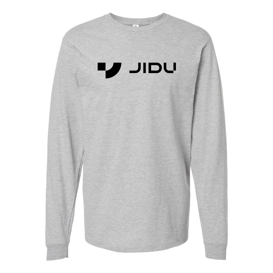 Men's Jidu Logo Cotton Long Sleeve T-Shirt