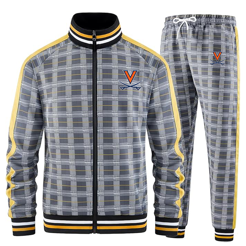 Men's (Design Here) Tracksuits Full-zip Long Sleeve Plaid Track Jackets and Pants 2 Piece