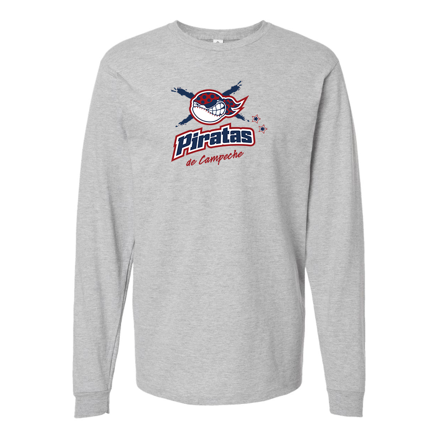 Men's Campeche Piratas Logo Cotton Long Sleeve T-Shirt