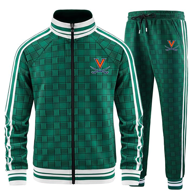 Men's (Design Here) Tracksuits Full-zip Long Sleeve Plaid Track Jackets and Pants 2 Piece