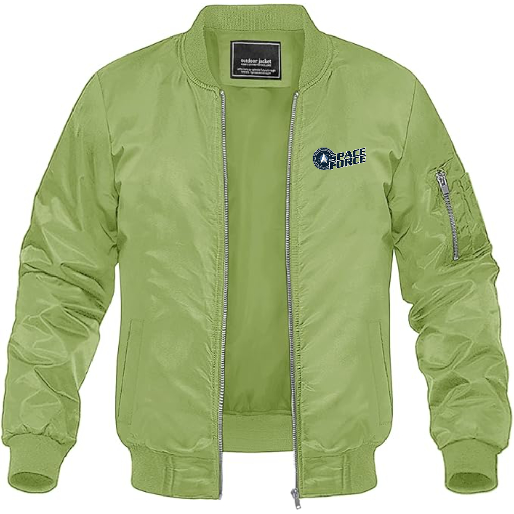 Men's Space Force Lightweight Bomber Jacket Windbreaker Softshell Varsity Jacket Coat