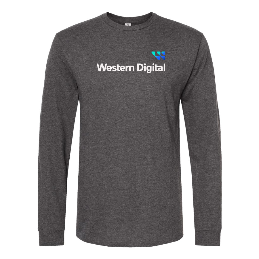 Men's Western Digital Logo Cotton Long Sleeve T-Shirt