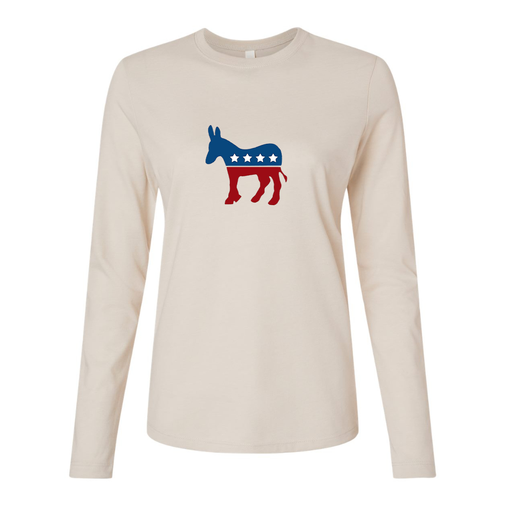 BELLA CANVAS Women’s Democrat Election Symbol Jersey Long Sleeve Tee
