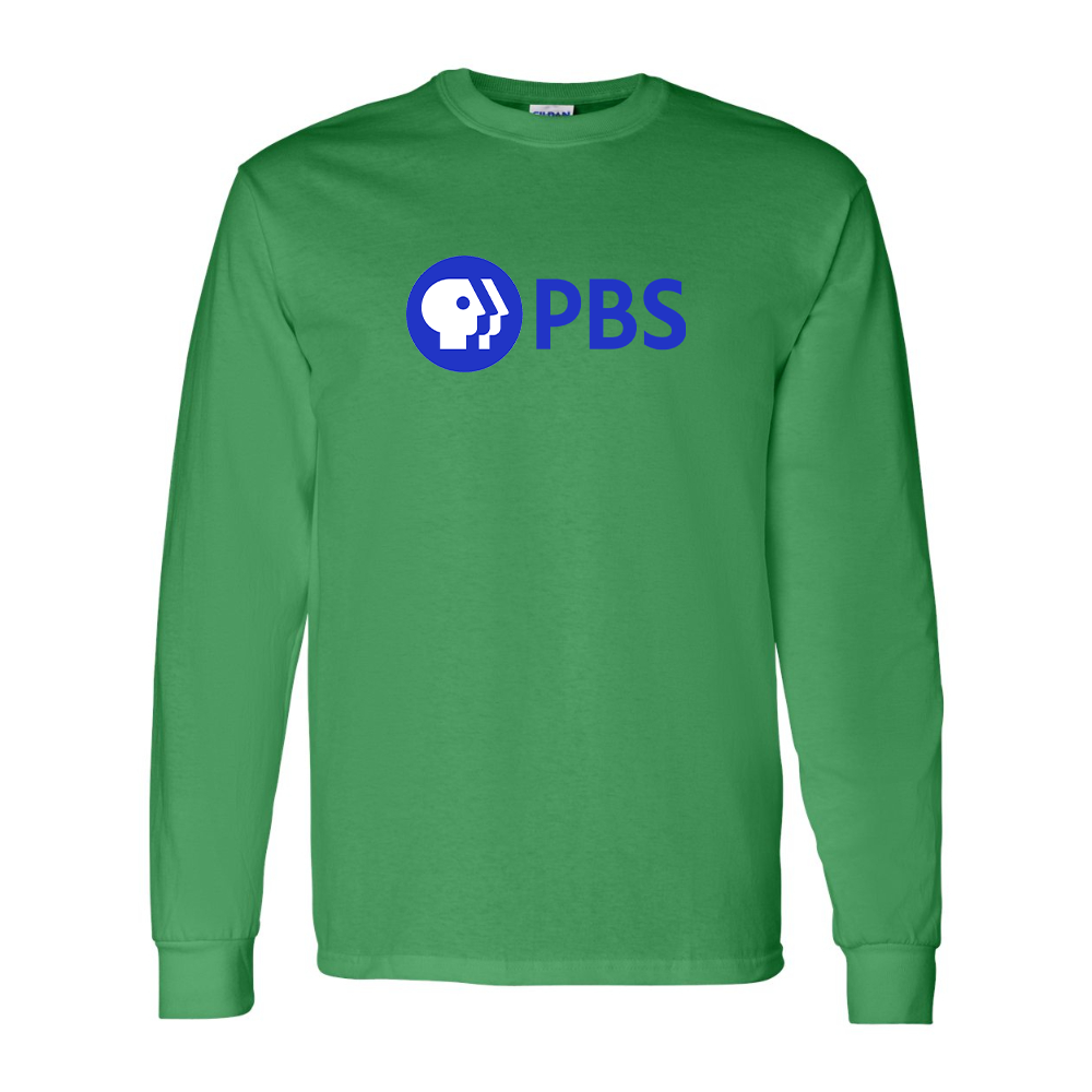 Men's PBS Blue Gildan Heavy Cotton Long Sleeve T-Shirt