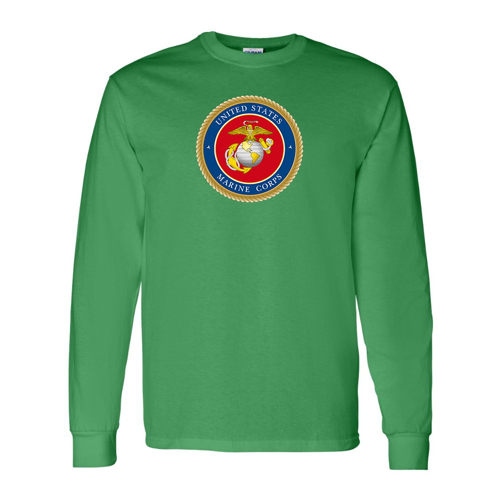 Men's USMC Emblem Gildan Heavy Cotton Long Sleeve T-Shirt