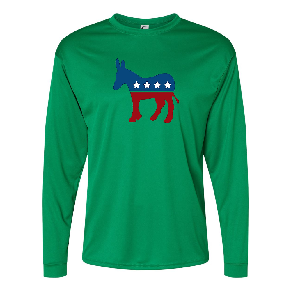 Men's Democrat Election Symbol Performance Long Sleeve T-Shirt
