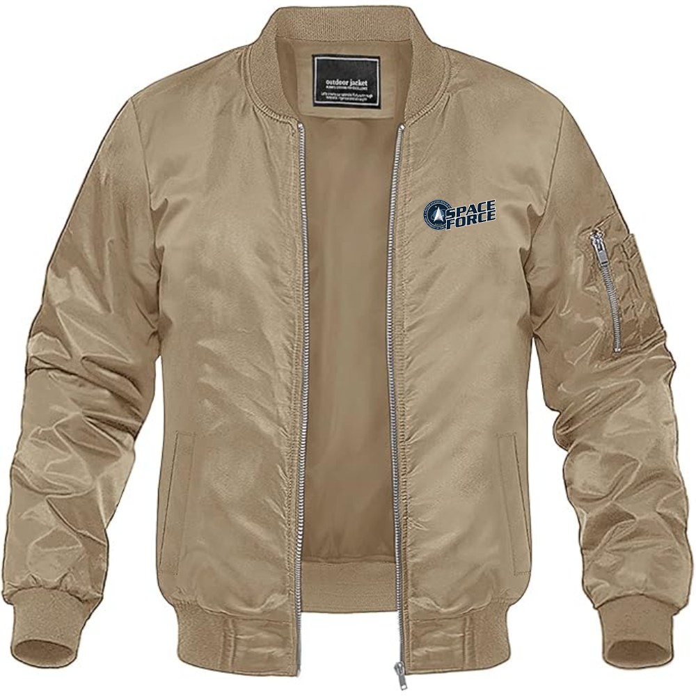 Men's Space Force Lightweight Bomber Jacket Windbreaker Softshell Varsity Jacket Coat
