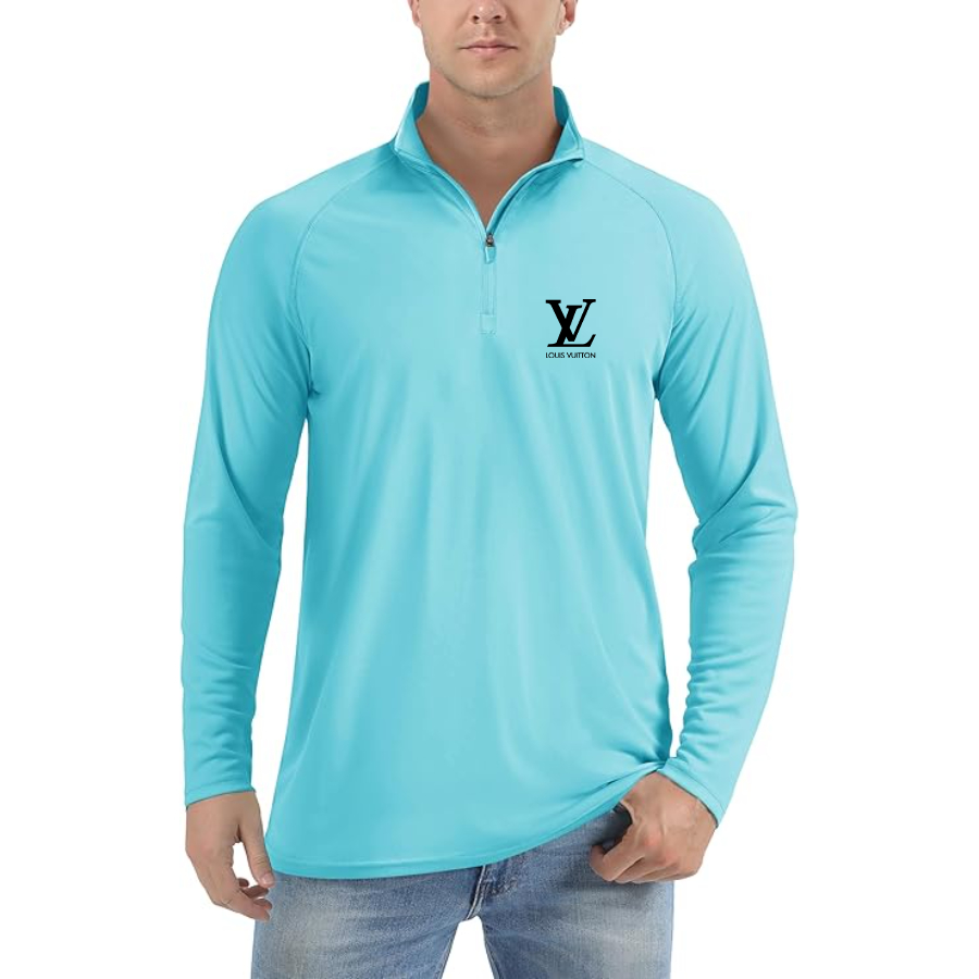 Men's Louis Vuitton Lightweight Quarter-Zip Athletic Shirt Long Sleeve Performance Wear