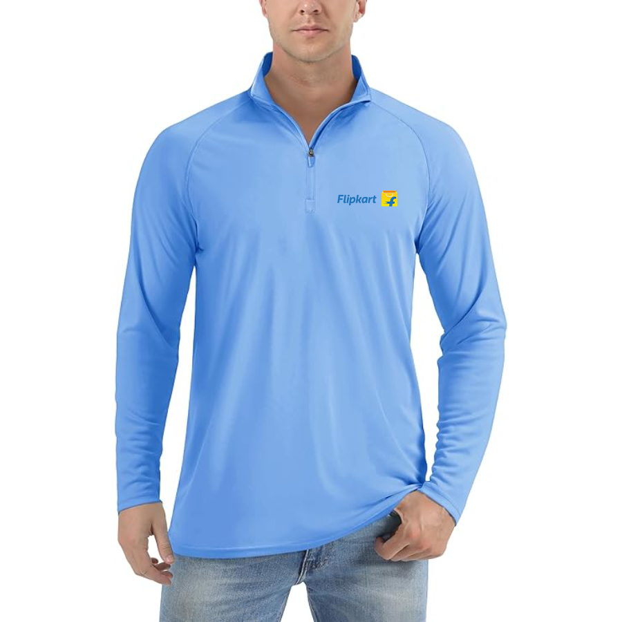 Men's Flipkart Lightweight Quarter-Zip Athletic Shirt Long Sleeve Performance Wear