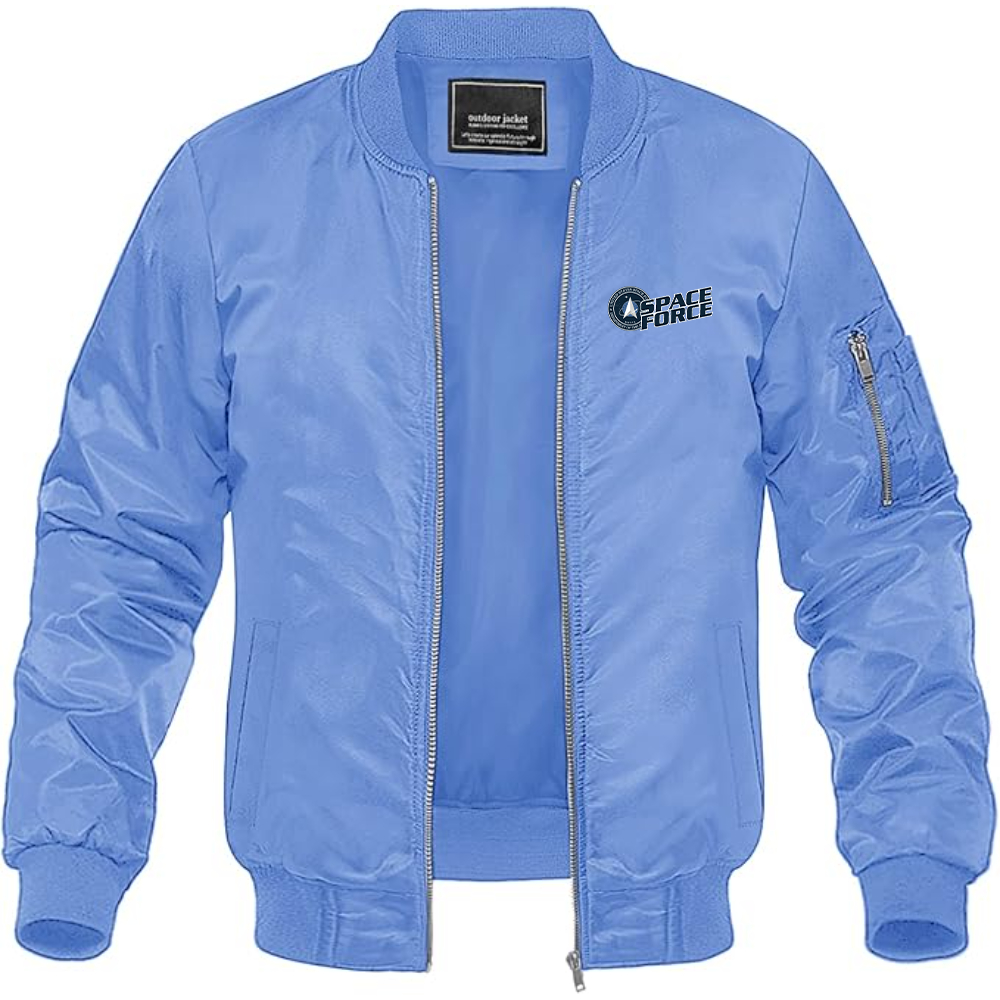 Men's Space Force Lightweight Bomber Jacket Windbreaker Softshell Varsity Jacket Coat