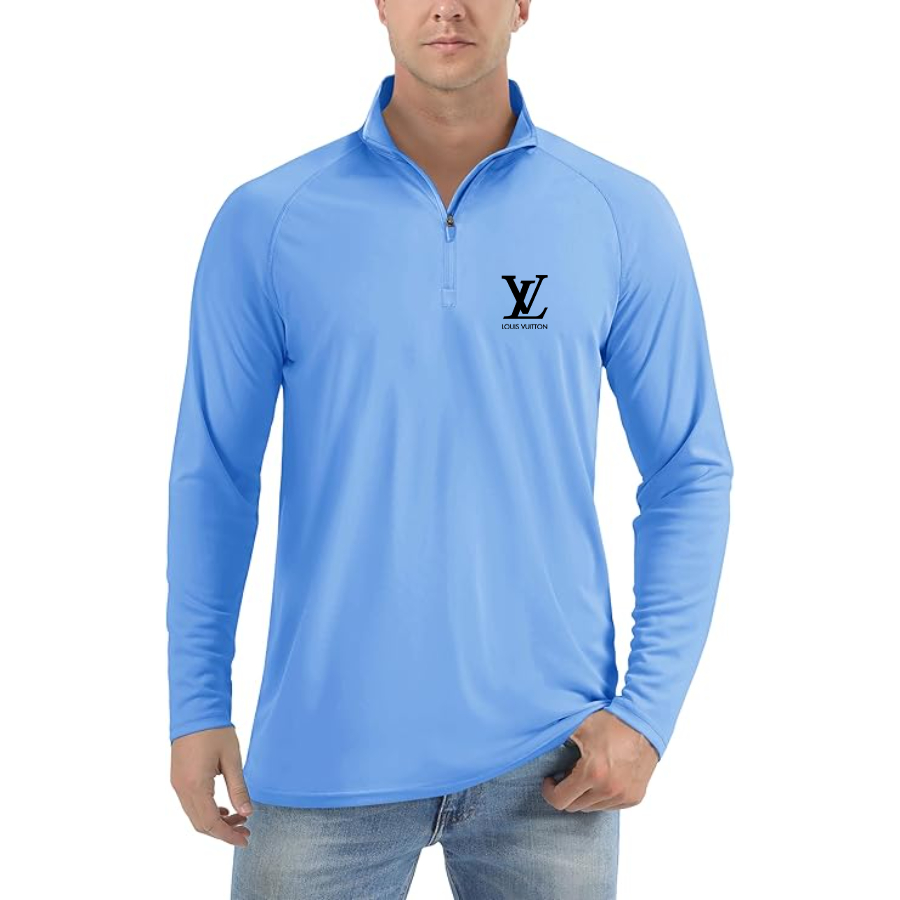 Men's Louis Vuitton Lightweight Quarter-Zip Athletic Shirt Long Sleeve Performance Wear