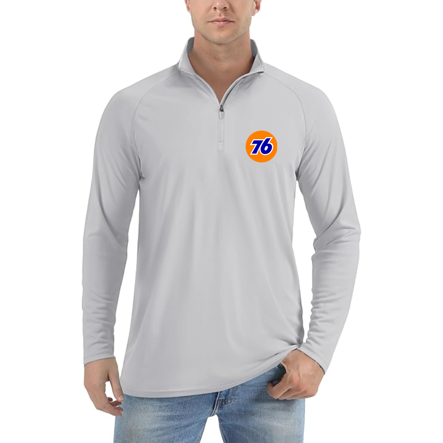Men's 76 Gas Station Lightweight Quarter-Zip Athletic Shirt Long Sleeve Performance Wear