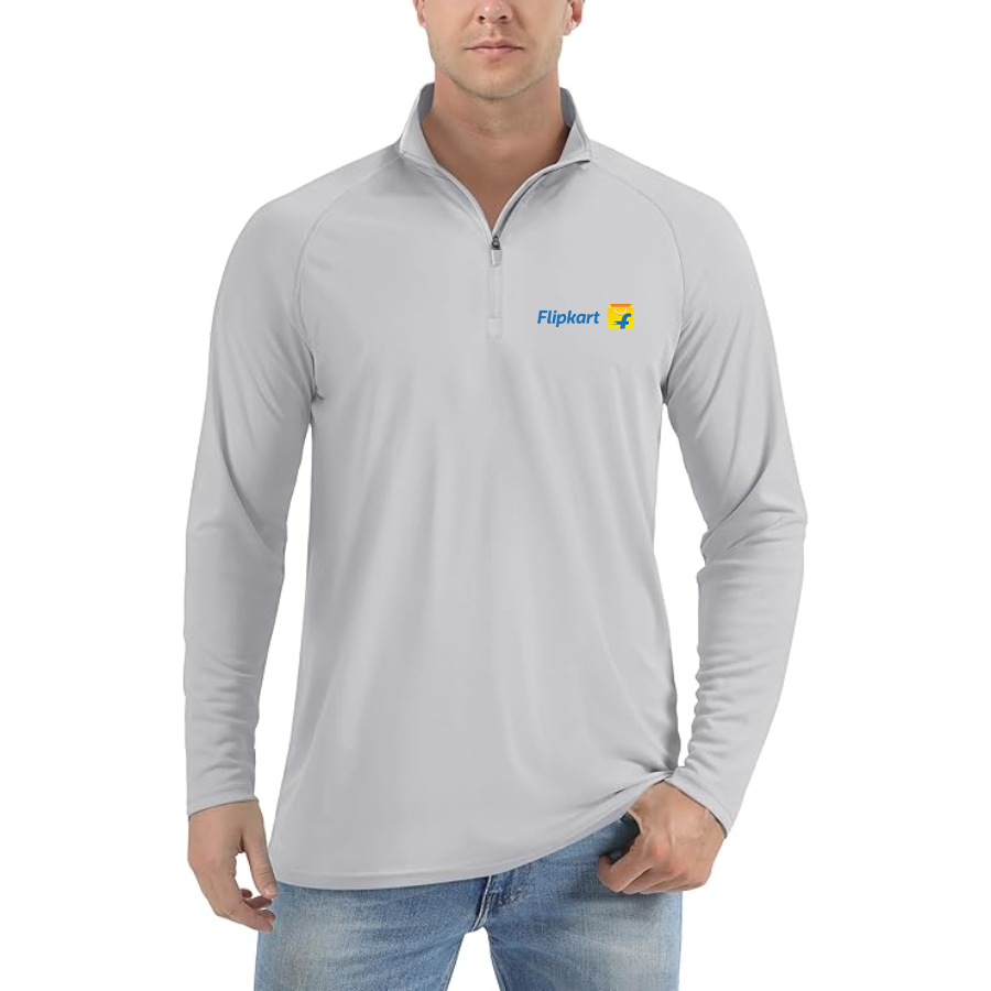 Men's Flipkart Lightweight Quarter-Zip Athletic Shirt Long Sleeve Performance Wear