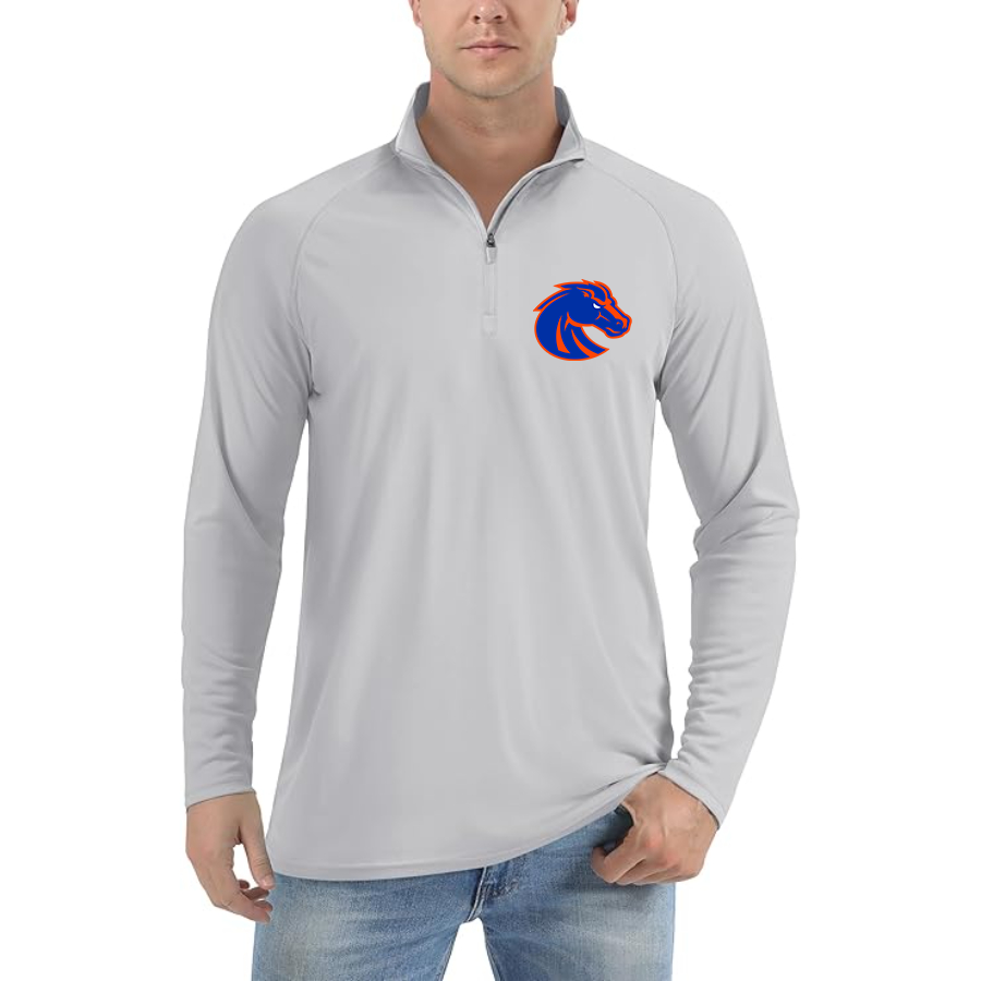 Men's Boise State Broncos Lightweight Quarter-Zip Athletic Shirt Long Sleeve Performance Wear