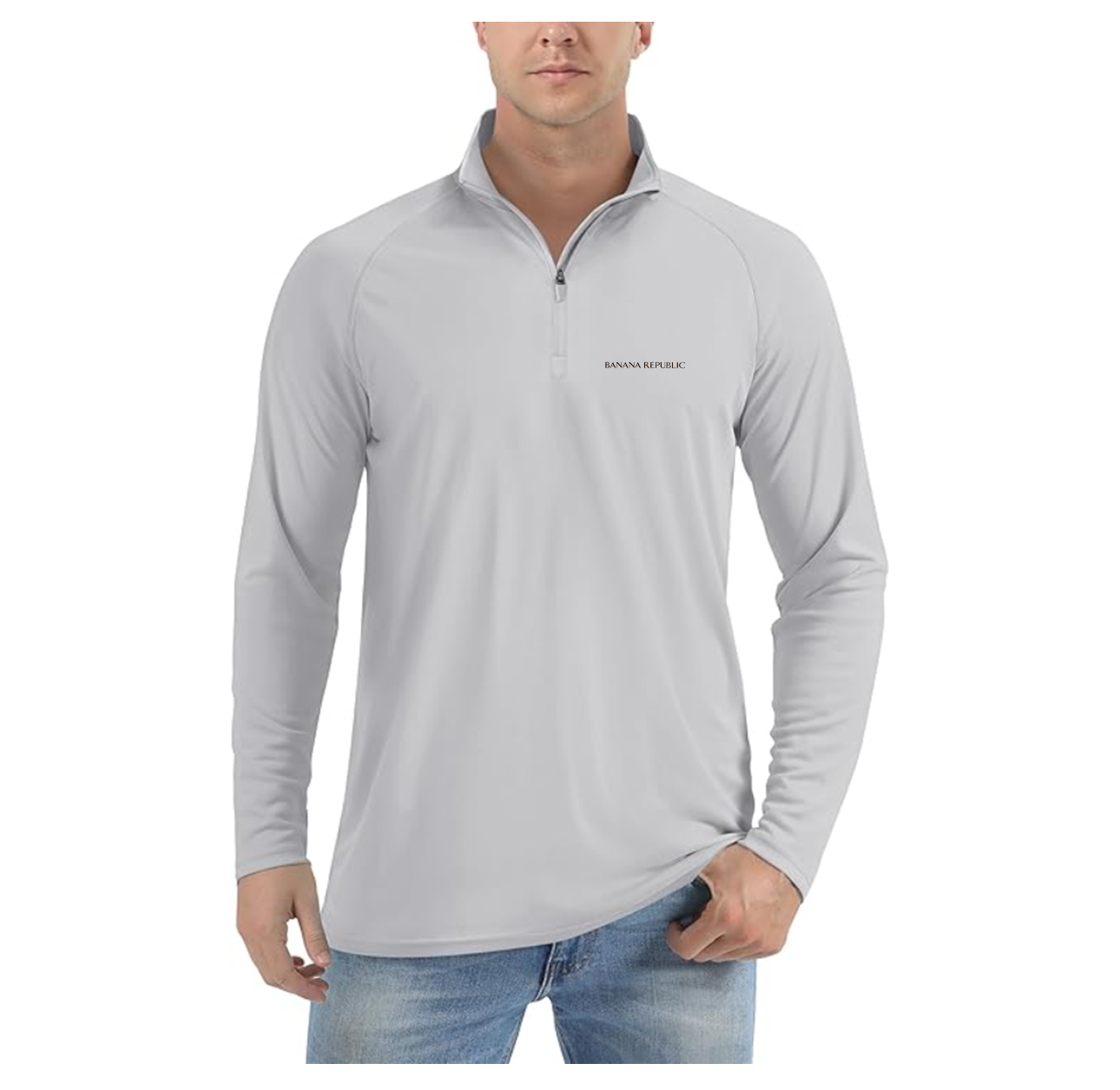Men's Banana Republic Lightweight Quarter-Zip Athletic Shirt Long Sleeve Performance Wear