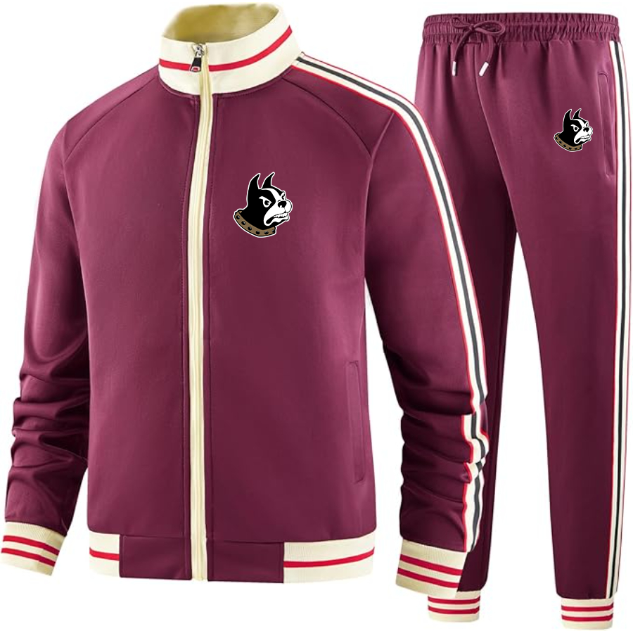 Men's Woffrd Terriers Two Piece Designer Tracksuit with Bold Striped Accents and Zippered Front Elevated Athletic