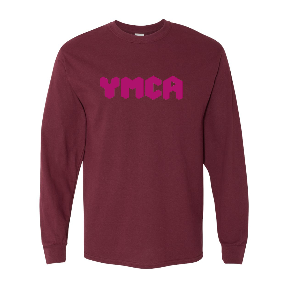 Men's YMCA Mauve Gildan Heavy Cotton Long Sleeve T-Shirt