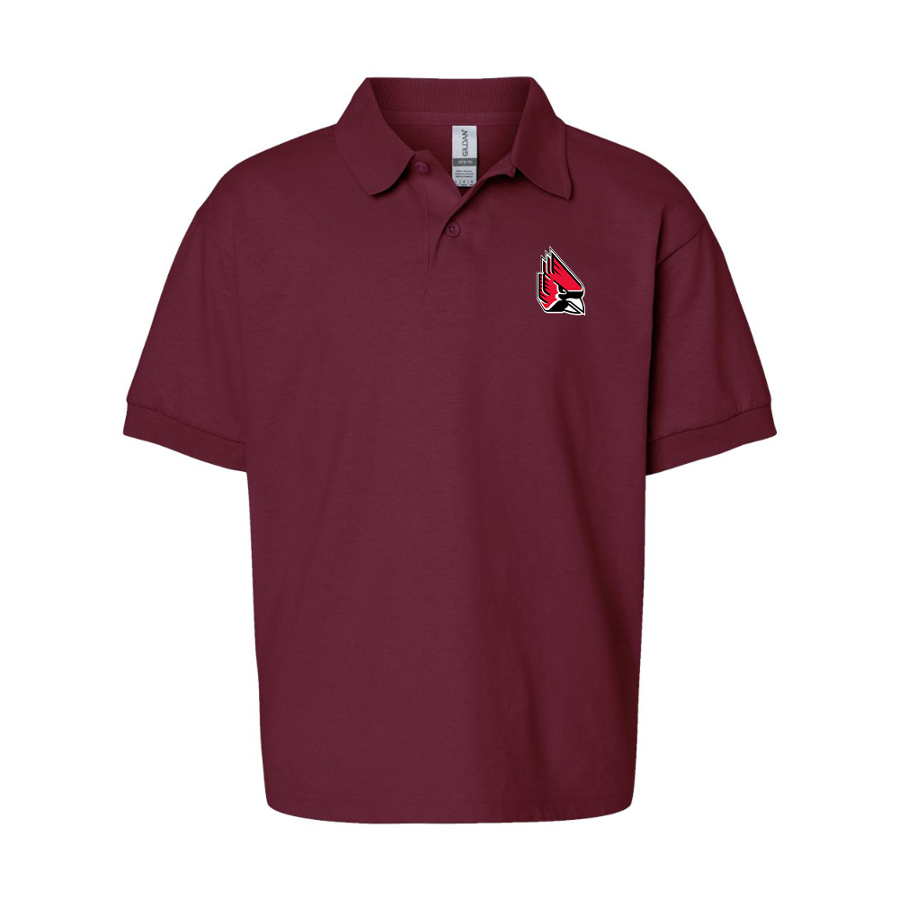 Youth Ball State Cardinals Gildan Dry Blend Jersey Polo