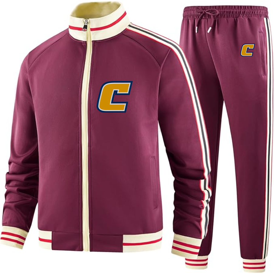 Men's Chattanooga Mocs Two Piece Designer Tracksuit with Bold Striped Accents and Zippered Front Elevated Athletic