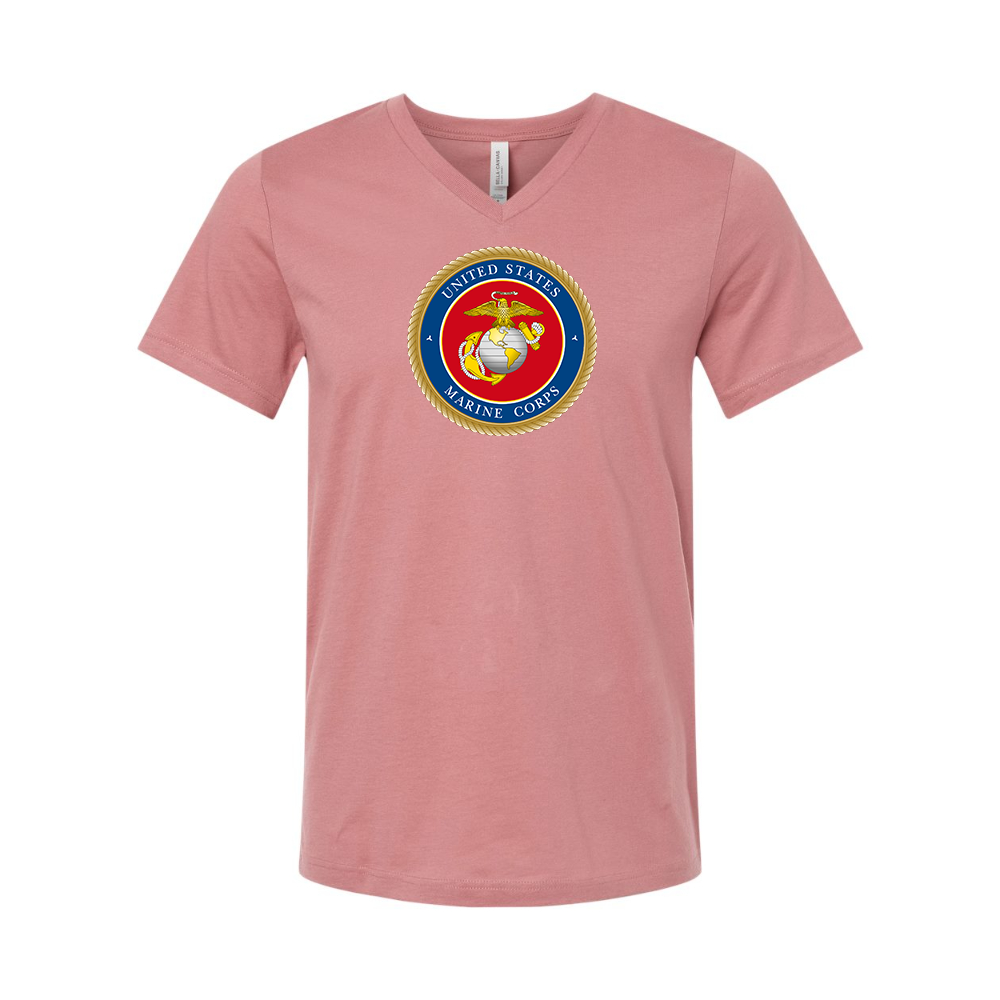USMC Emblem BELLA CANVAS - Jersey V-Neck T-Shirt