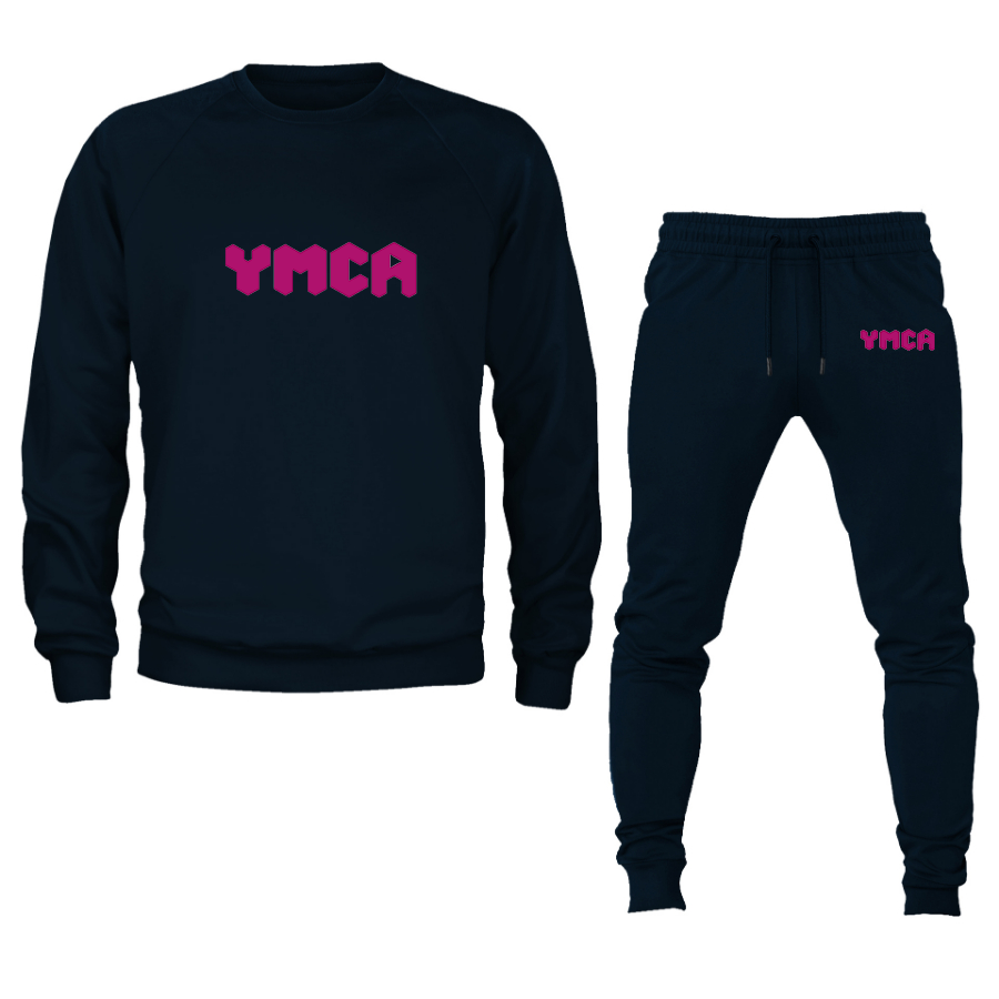 Men's YMCA Mauve Crewneck Sweatshirt Joggers Suit
