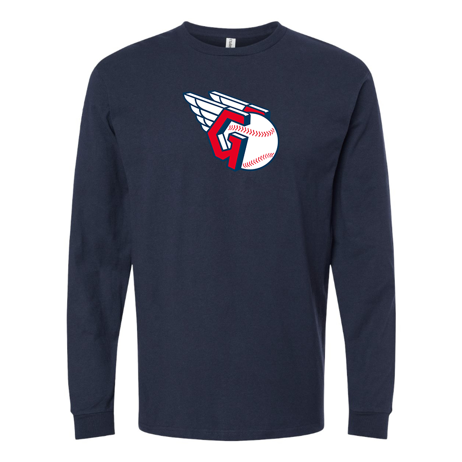 Men's Cleveland Guardians Logo Cotton Long Sleeve T-Shirt
