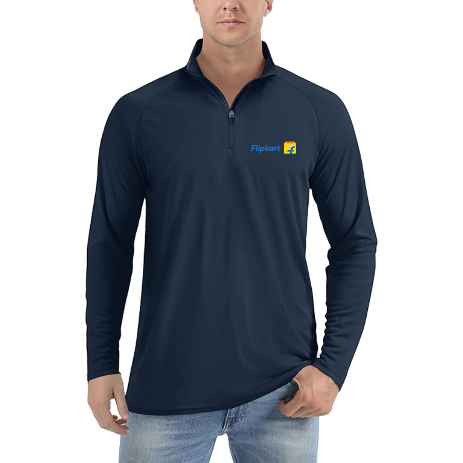 Men's Flipkart Lightweight Quarter-Zip Athletic Shirt Long Sleeve Performance Wear