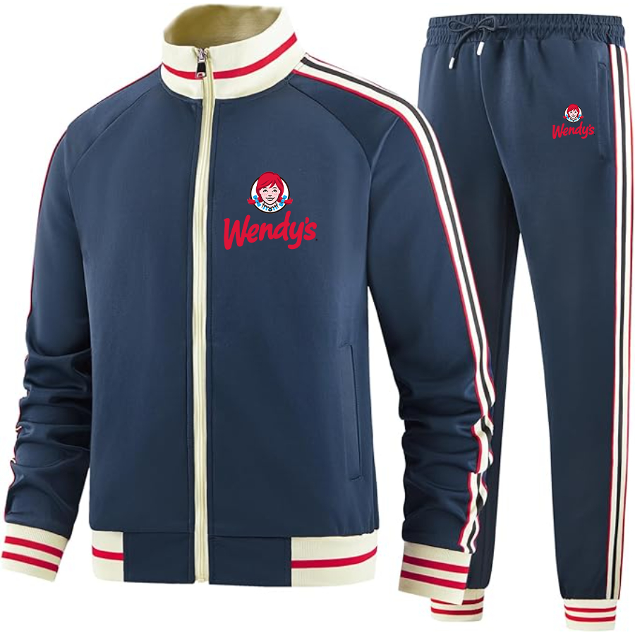 Men's Wendy_s Two Piece Designer Tracksuit with Bold Striped Accents and Zippered Front Elevated Athletic Wear