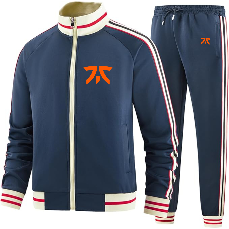Men's Fnatic Thumbnail Two Piece Designer Tracksuit with Bold Striped Accents and Zippered Front Elevated Athletic