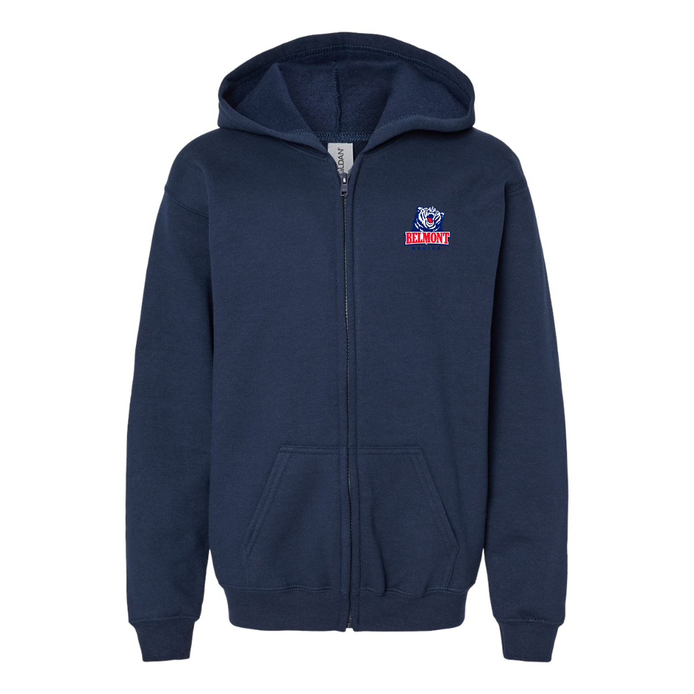 Youth Belmont Bruins Gildan Heavy Blend Full Zip Hooded Sweatshirt