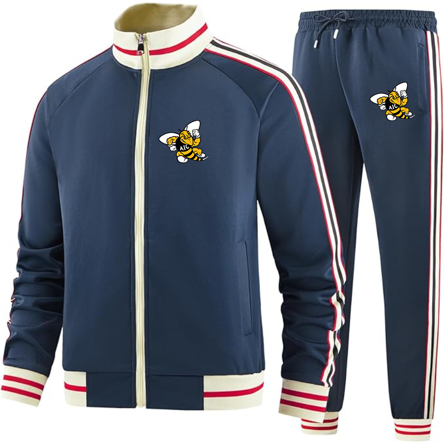 Men's AIC Yellow Jackets Two Piece Designer Tracksuit with Bold Striped Accents and Zippered Front Elevated Athletic Wear