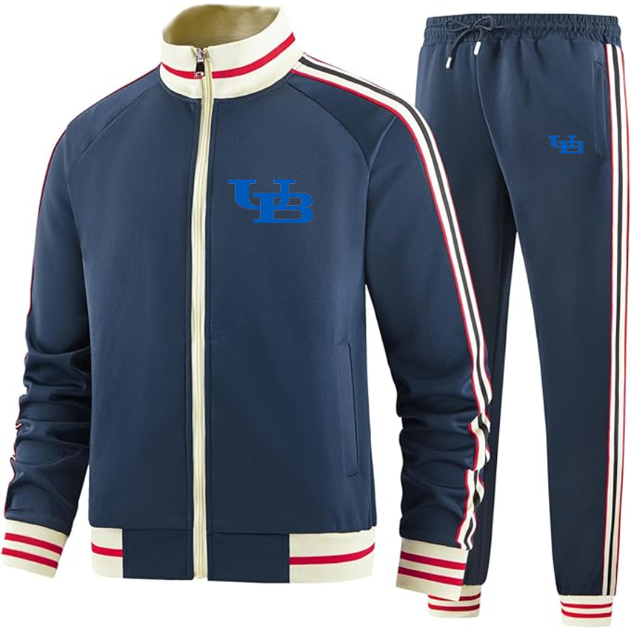 Men's Buffalo Bulls Two Piece Designer Tracksuit with Bold Striped Accents and Zippered Front Elevated Athletic