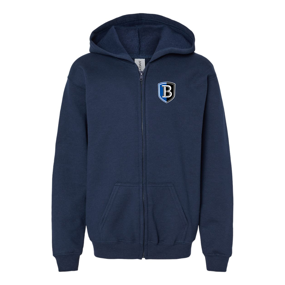 Youth Bentley Falcons Gildan Heavy Blend Full Zip Hooded Sweatshirt