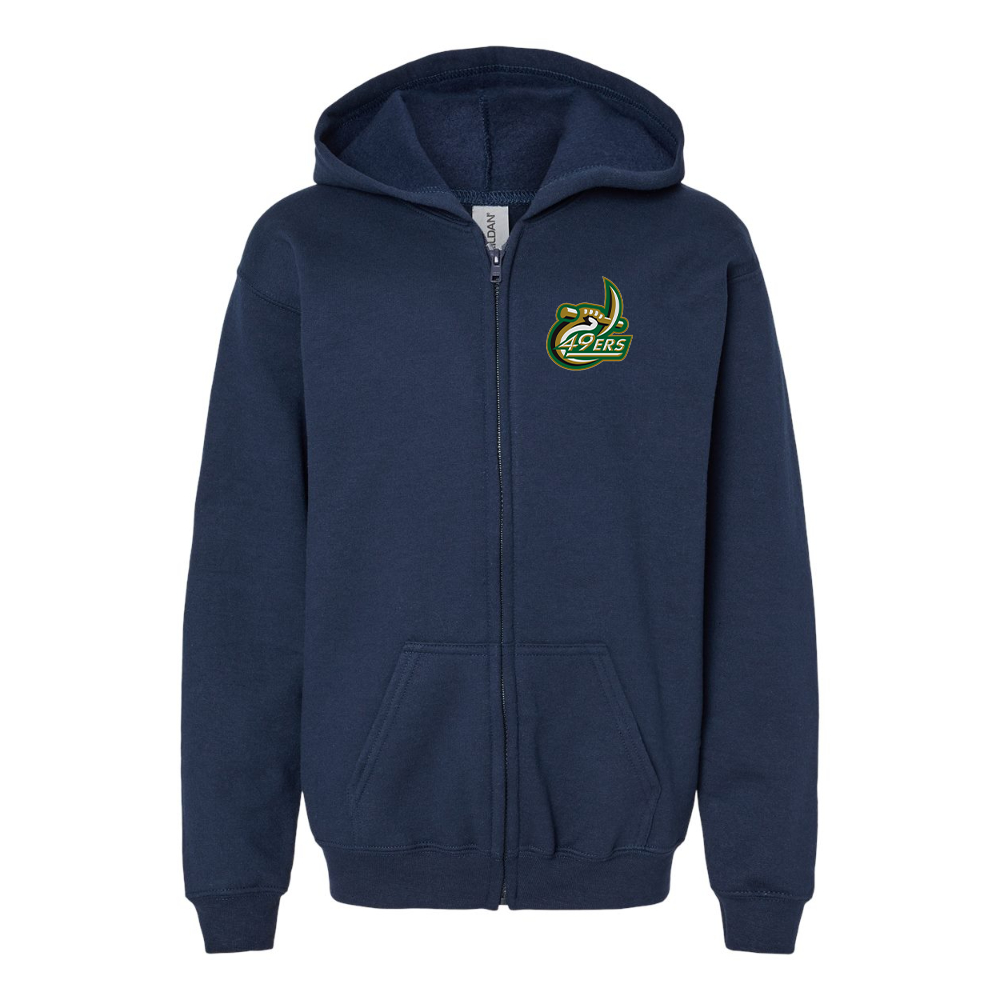 Youth Charlotte 49ers Gildan Heavy Blend Full Zip Hooded Sweatshirt