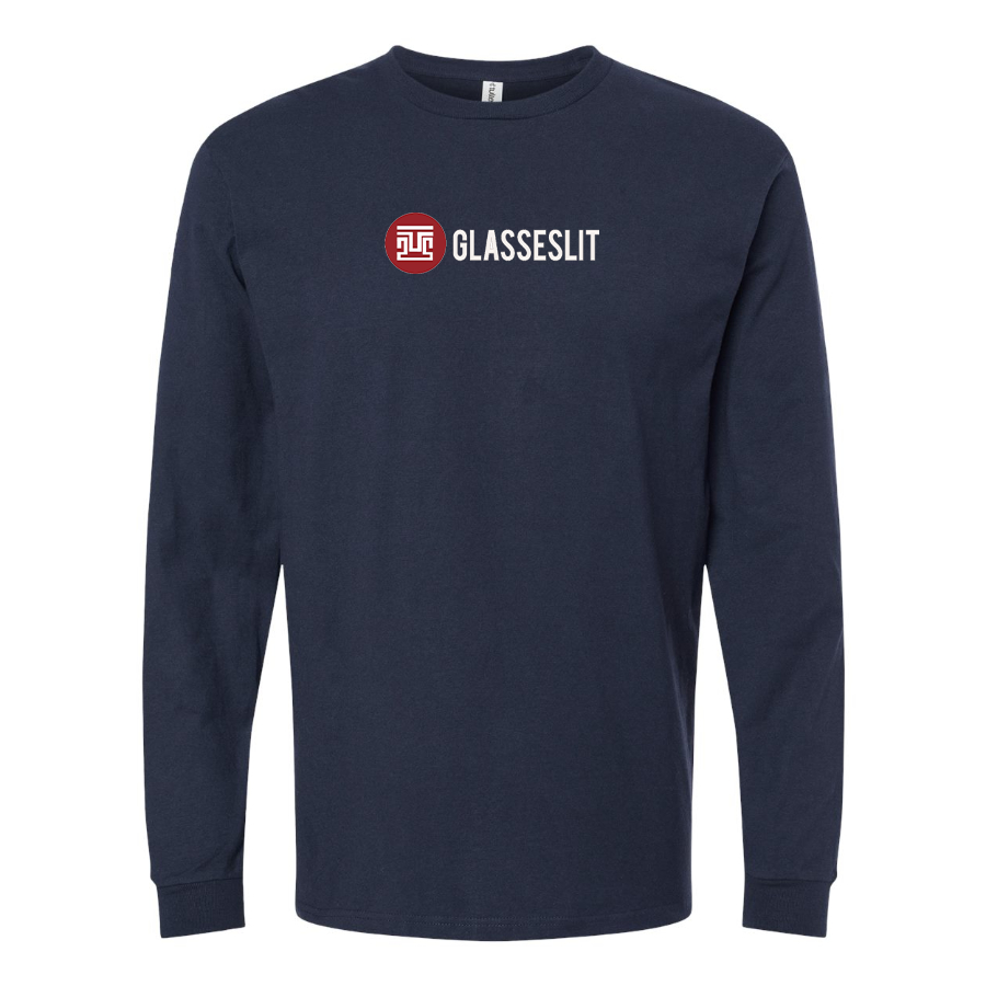 Men's Glasseslit Logo Cotton Long Sleeve T-Shirt