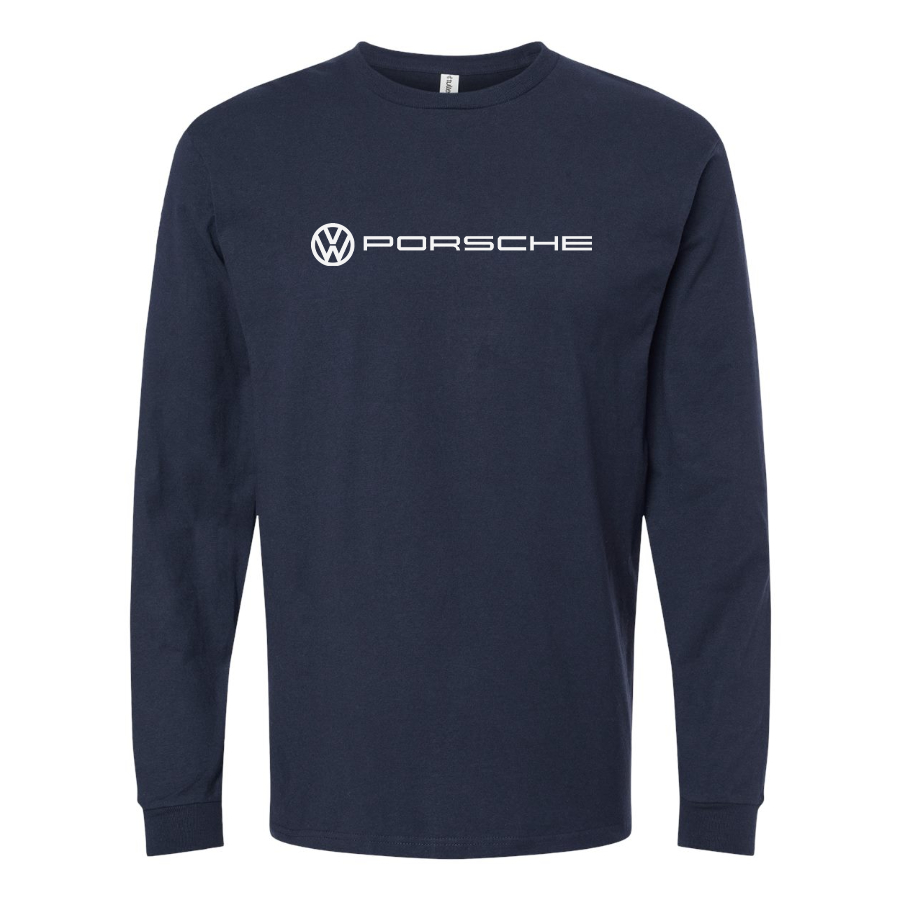 Men's VW Porsche Logo Cotton Long Sleeve T-Shirt