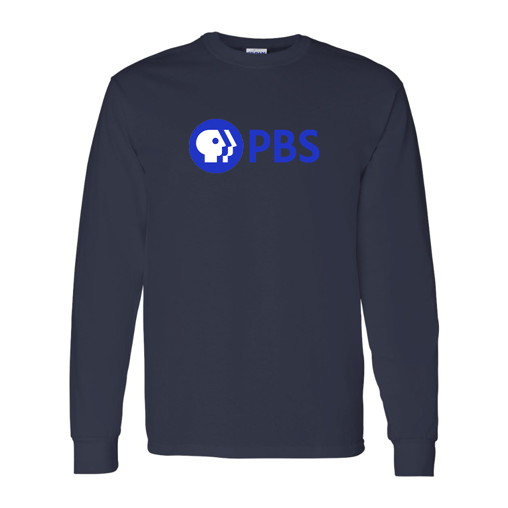 Men's PBS Blue Gildan Heavy Cotton Long Sleeve T-Shirt