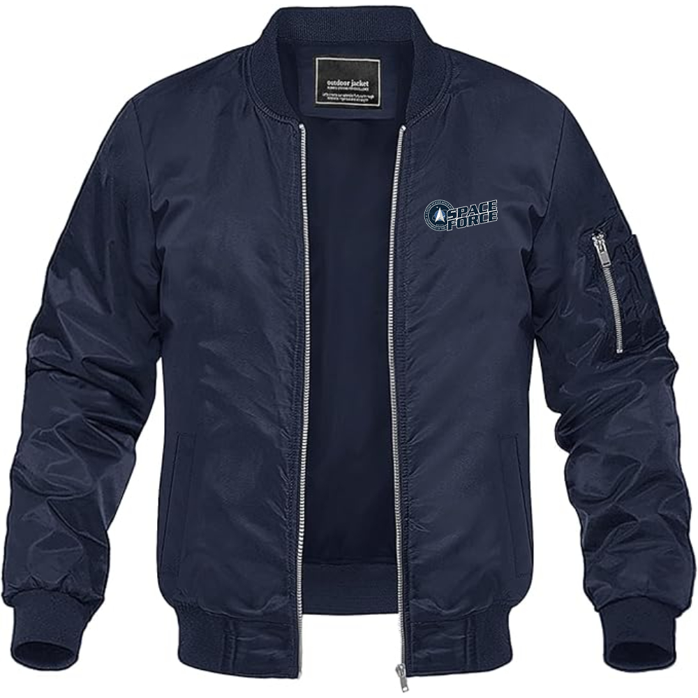 Men's Space Force Lightweight Bomber Jacket Windbreaker Softshell Varsity Jacket Coat