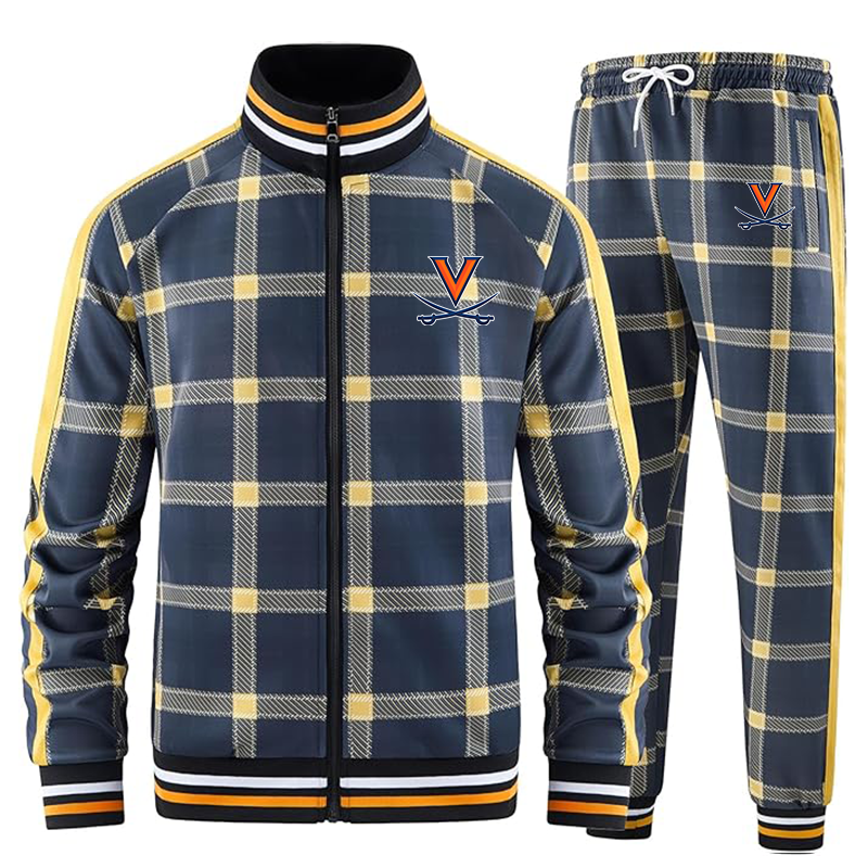 Men's (Design Here) Tracksuits Full-zip Long Sleeve Plaid Track Jackets and Pants 2 Piece
