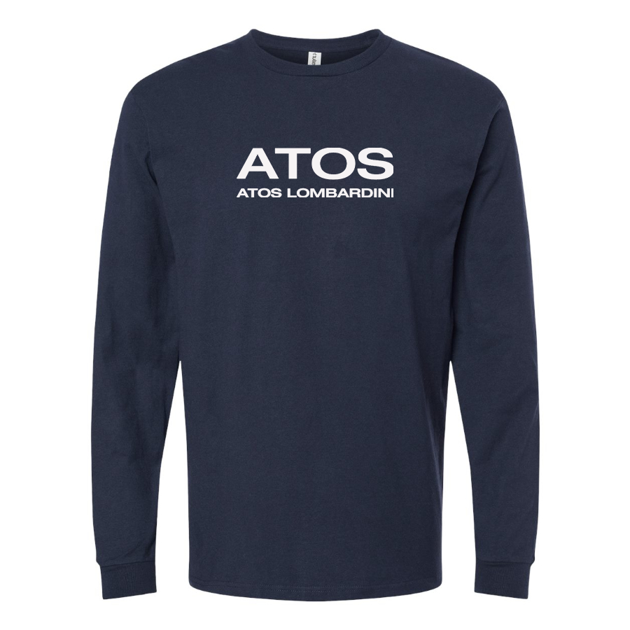 Men's Atos Lombardini Logo Cotton Long Sleeve T-Shirt