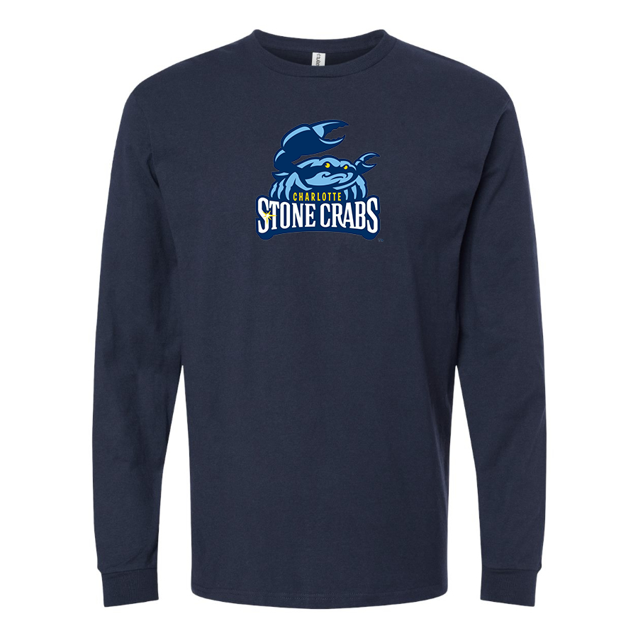Men's Charlotte Stone Crabs Logo Cotton Long Sleeve T-Shirt