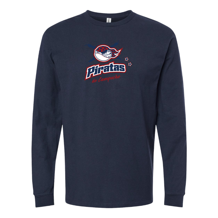 Men's Campeche Piratas Logo Cotton Long Sleeve T-Shirt