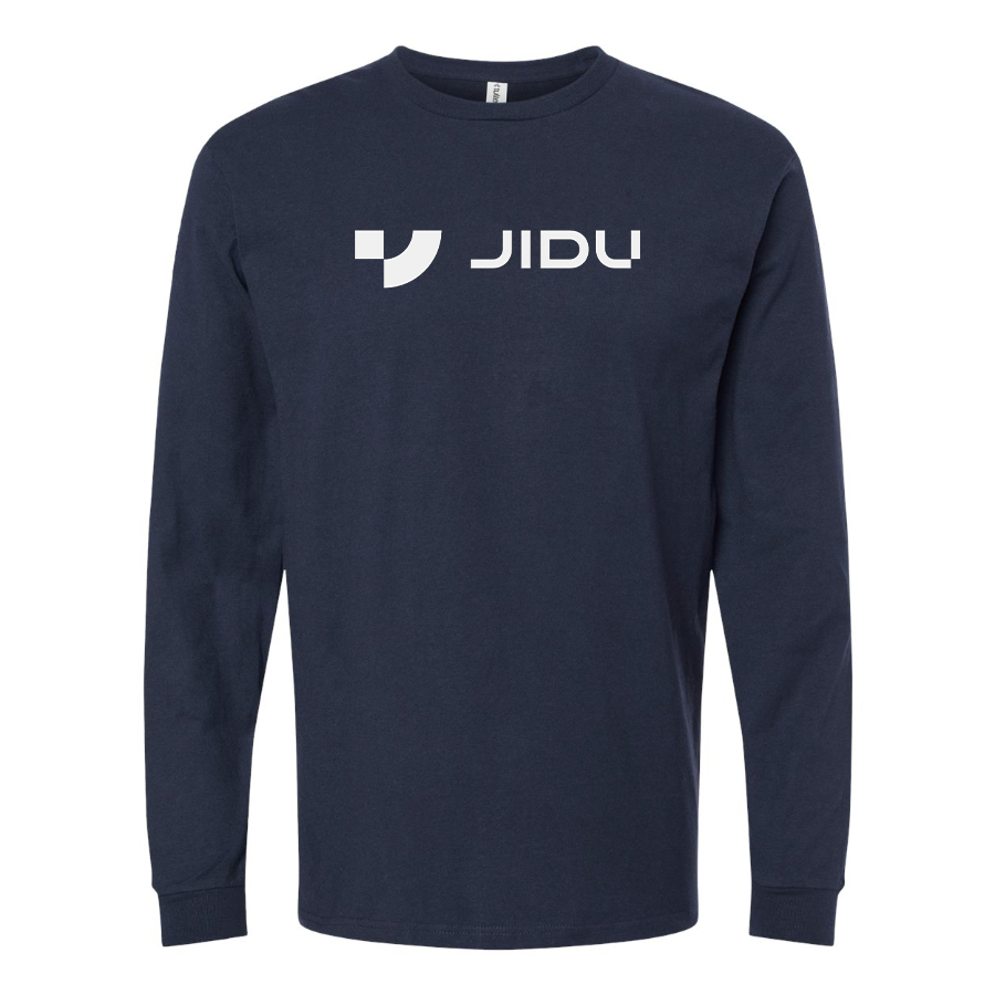 Men's Jidu Logo Cotton Long Sleeve T-Shirt