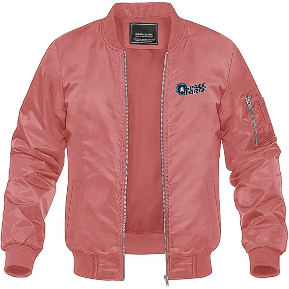 Men's Space Force Lightweight Bomber Jacket Windbreaker Softshell Varsity Jacket Coat