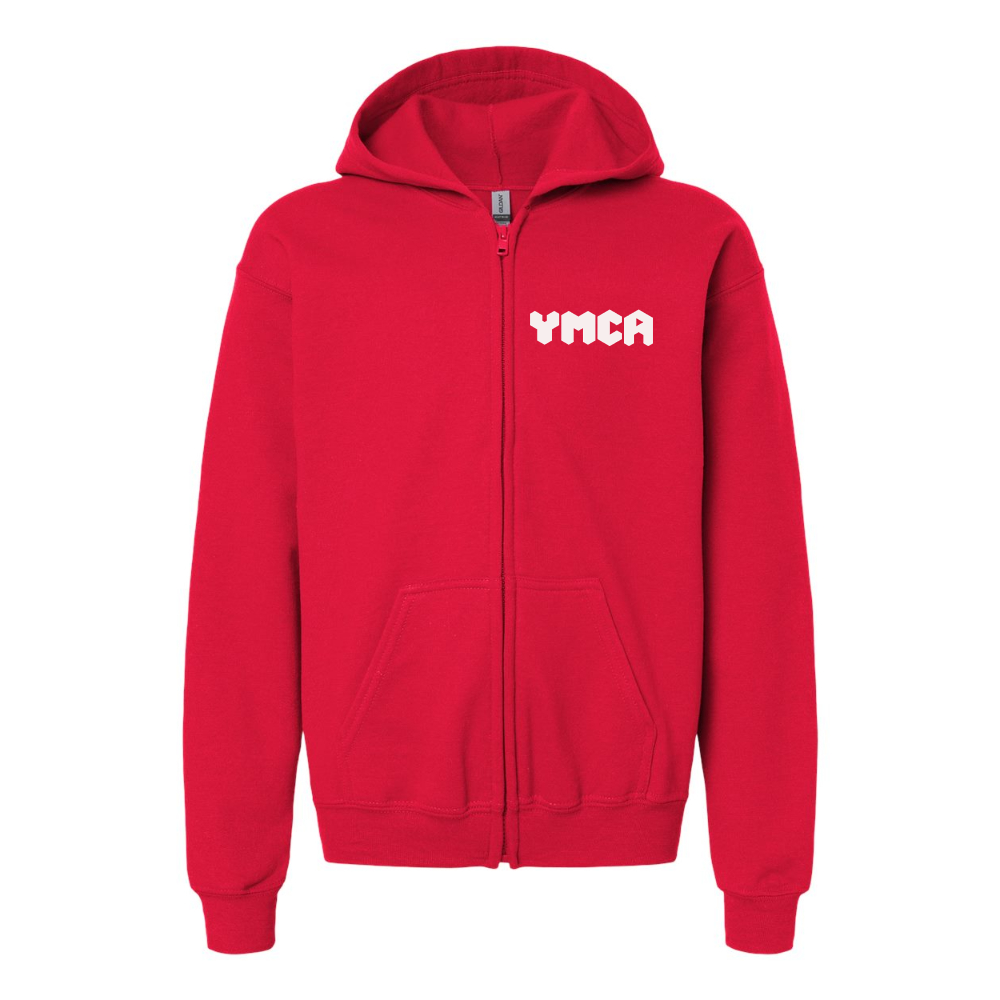 Youth YMCA Mauve Gildan Heavy Blend Full Zip Hooded Sweatshirt